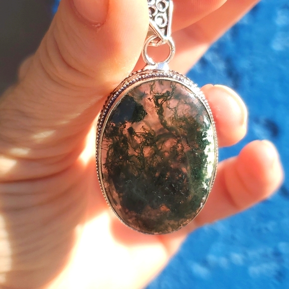 New Indian Moss 925 Silver Pendant. - Picture 2 of 9